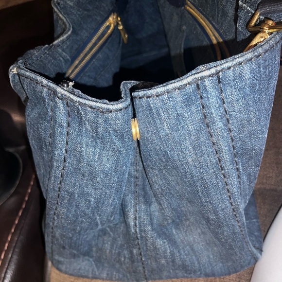 Prada Canapa denim canvas tote. With detachable strap. Authenticity card. - Picture 15 of 16